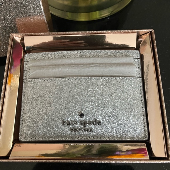 Kate Spade ♠️ NWT Glitter Slim Cardholder - Picture 2 of 3